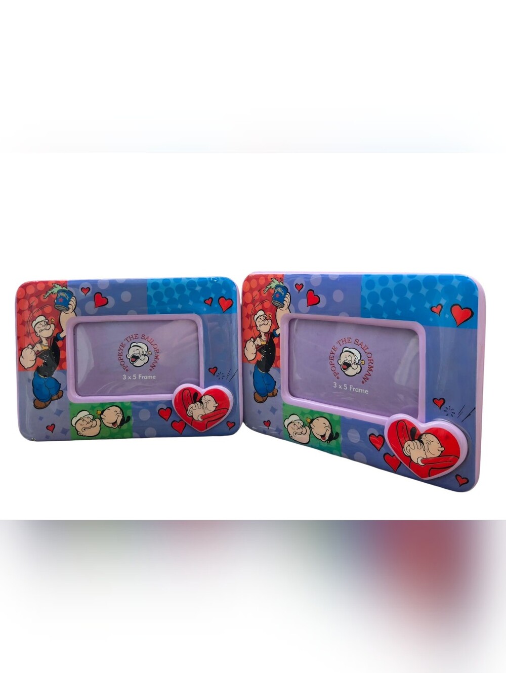 Vintage 2003 Popeye & Olive Oyl 3x5 Decoupage Picture Frame Set of 2